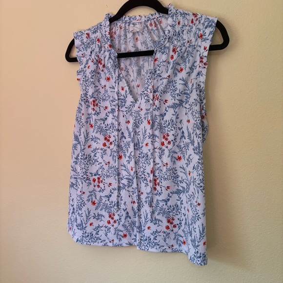 Floral Sleeveless Top - Blue and Red - Picture 2 of 4